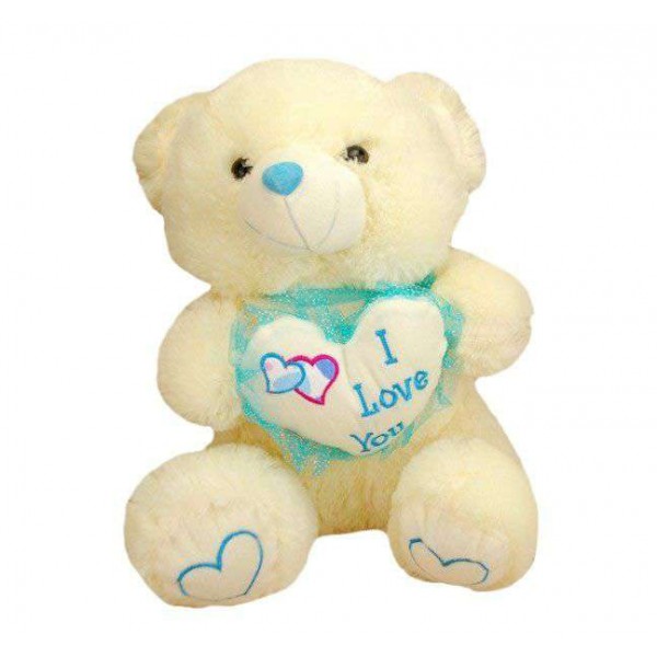 Cute Fluffy Peach Teddy Bear holding I Love You Heart